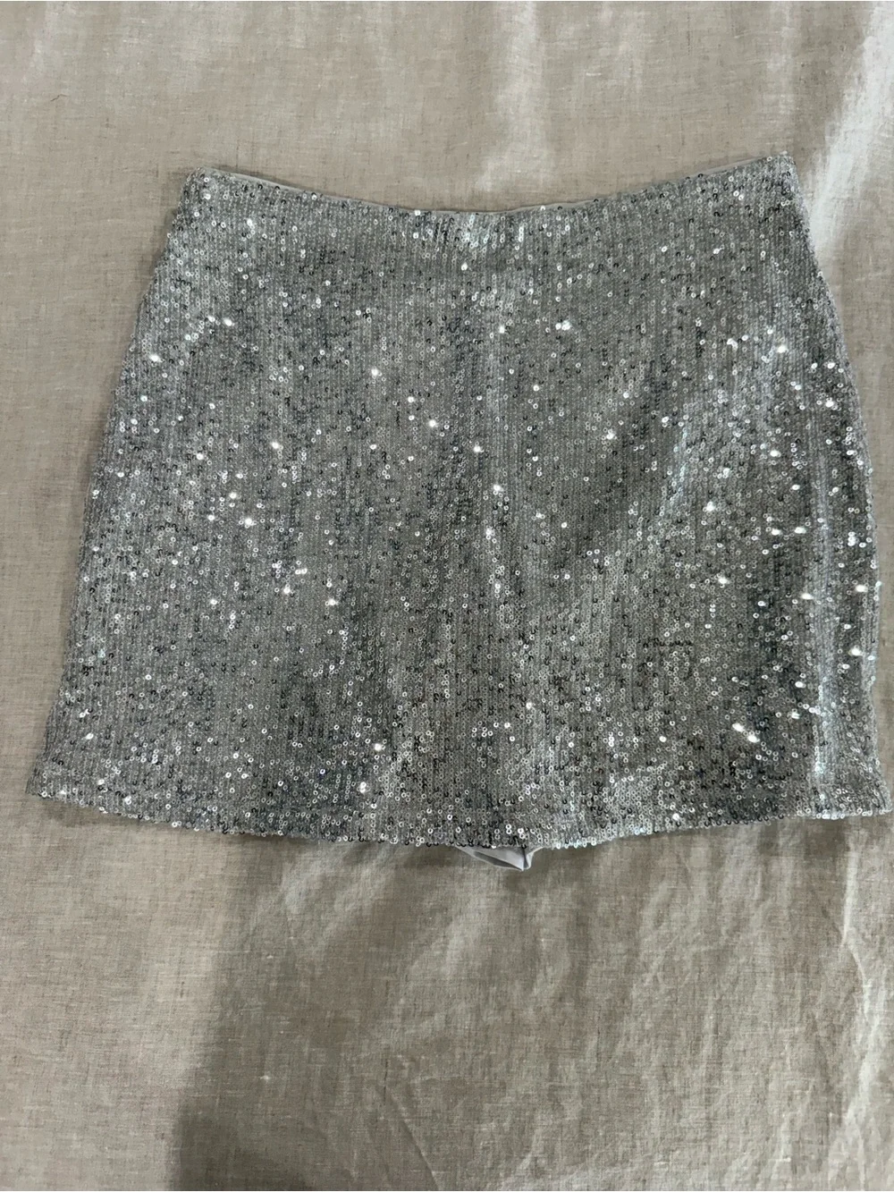 Abercrombie & Fitch Scarlett Silver Sequin Mini Skort